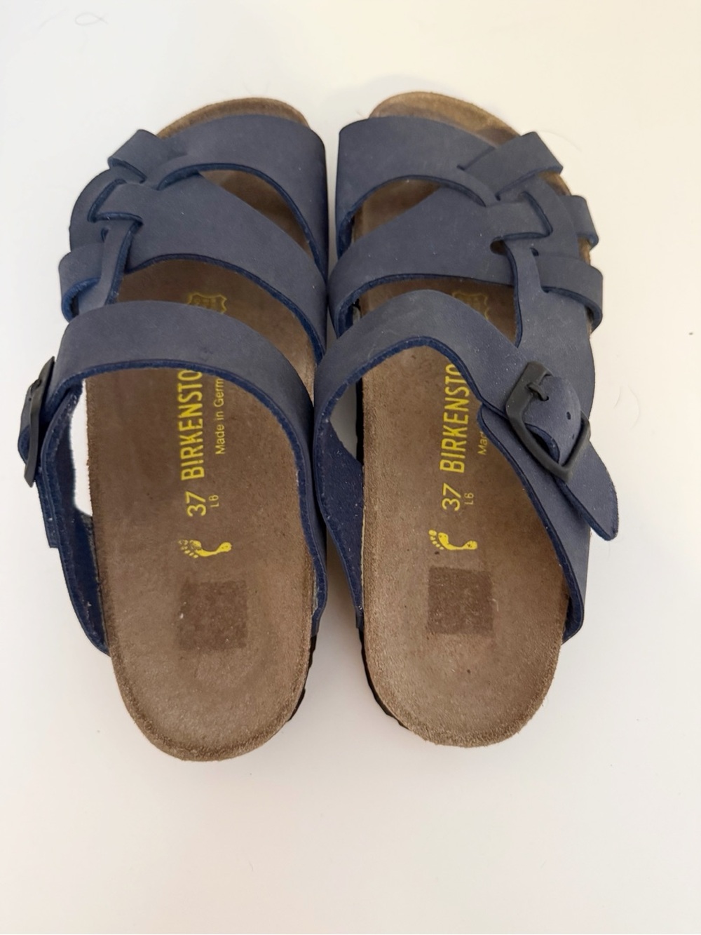 New Birkenstock Pisa Leather Orthopedic Sandals Slides Navy 37 - Picture 2 of 6